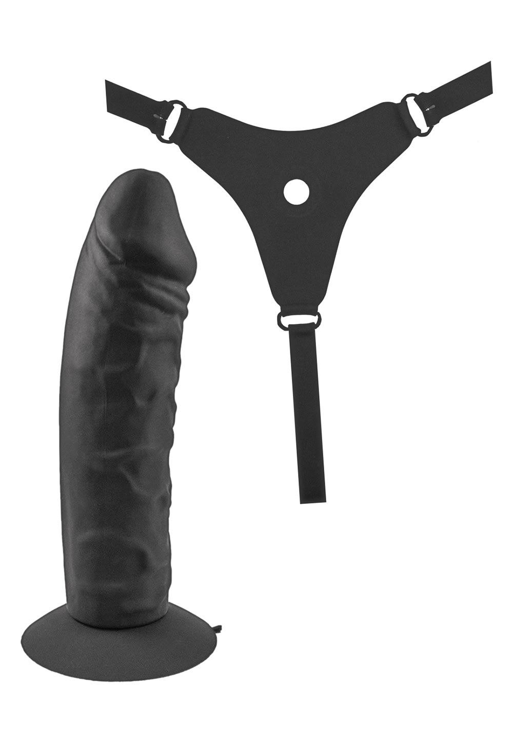 Commander Silicone Harness And Realistic Dong | Strap Ons For Her Toys Black