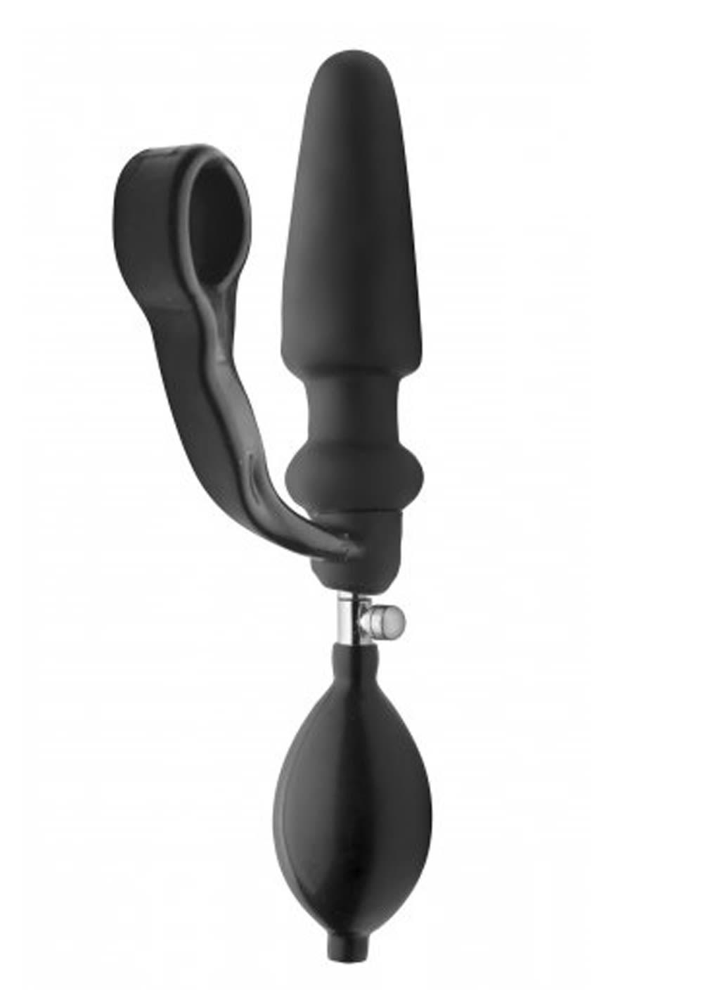 Exxxpander Inflatable Plug And Cockring Combo With Removable Pump | Inflatable Anal Toys Anal Toys Black