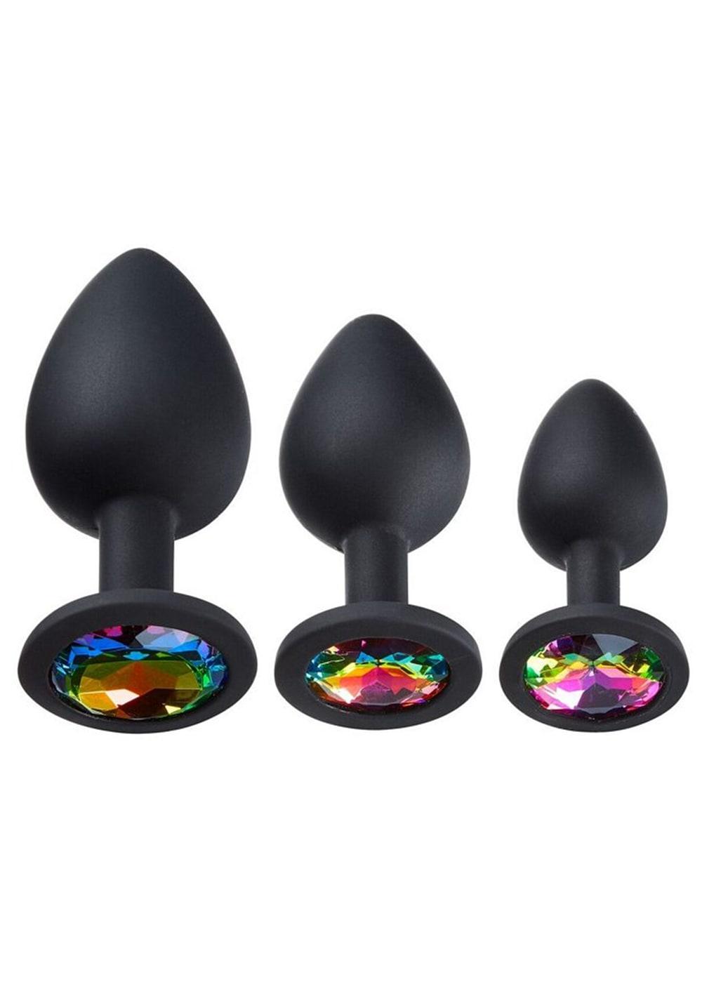 Gems Black Silicone Anal Plug Kit | Butt Plugs Anal Toys Black