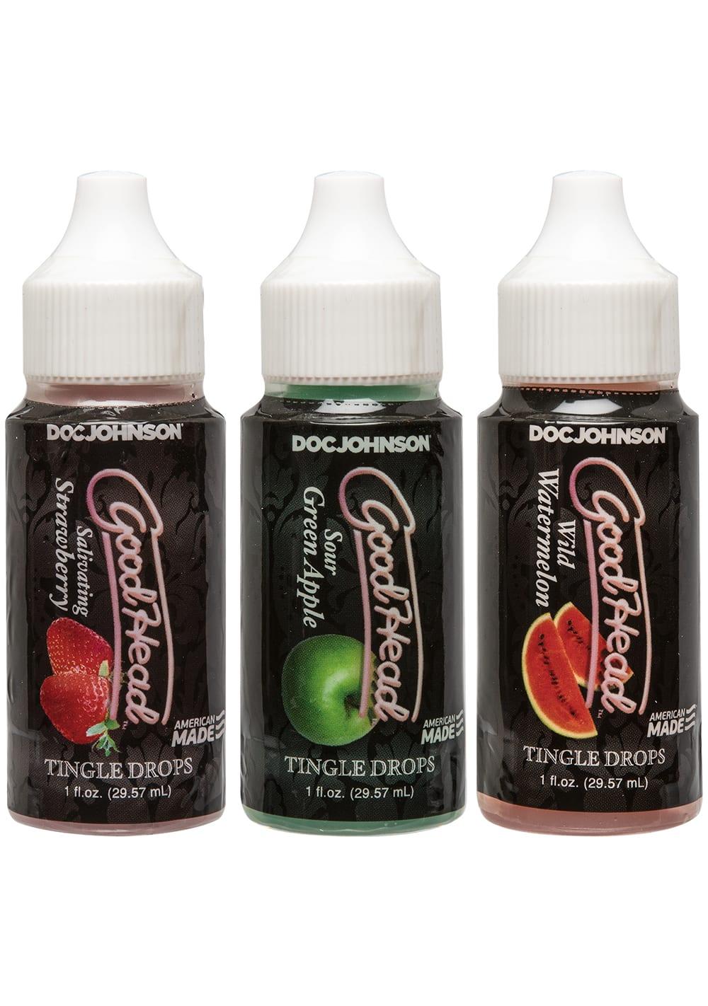 Goodhead™ – Tingle Drops – 3-Pack (Watermelon, Green Apple, Strawberry) | Flavored Lubes Flavored Lubes Flavored Lubes