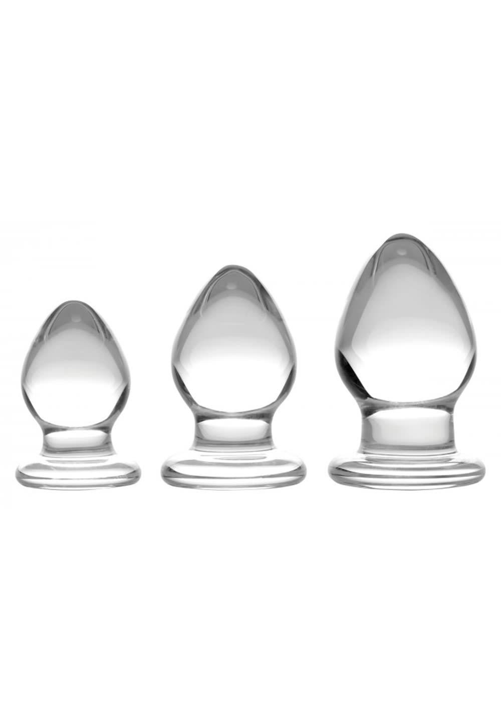 Prisms Triplets 3-Piece Glass Anal Plug Kit | Butt Plugs Anal Toys Butt Plugs